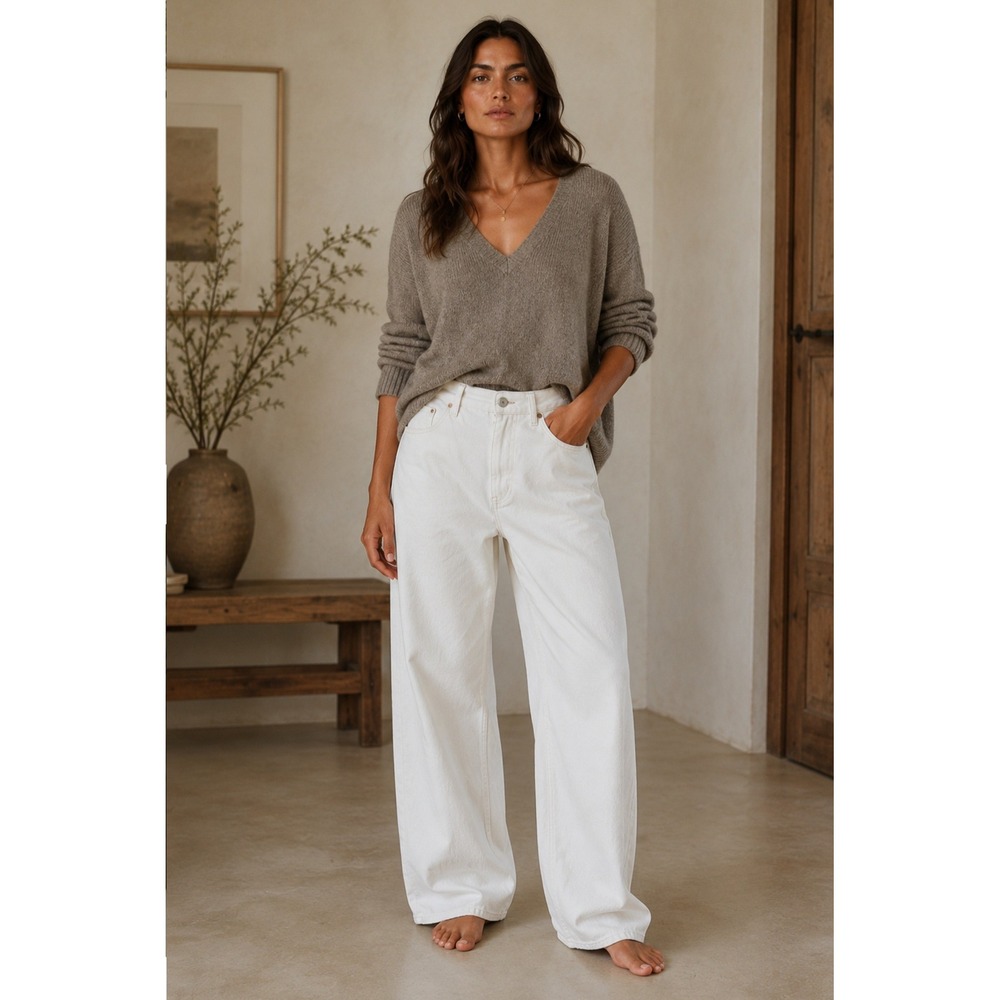 AGOLDE Low Slung Baggy Jeans Hummus White Wide Leg Denim 26 A9087D-1183